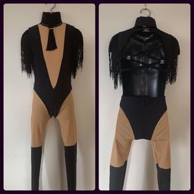 SALE SUIT BLACK AND NUDE CATSUIT APPROX U10